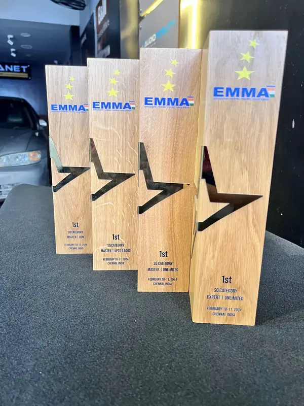 EMMA trophies from the Chennai event in February 2024