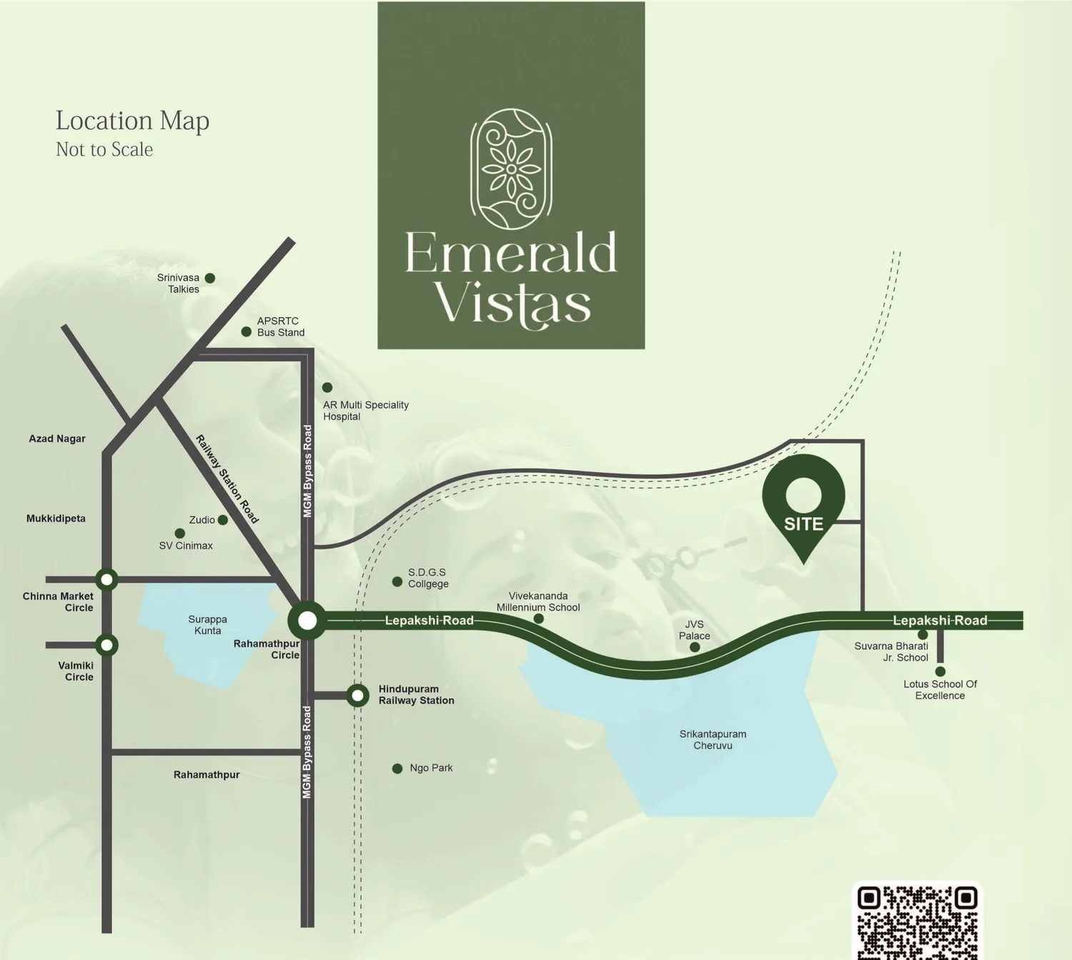 Location map: the site on Lepakshi Road, east of Hindupur railway station. Not to scale.
